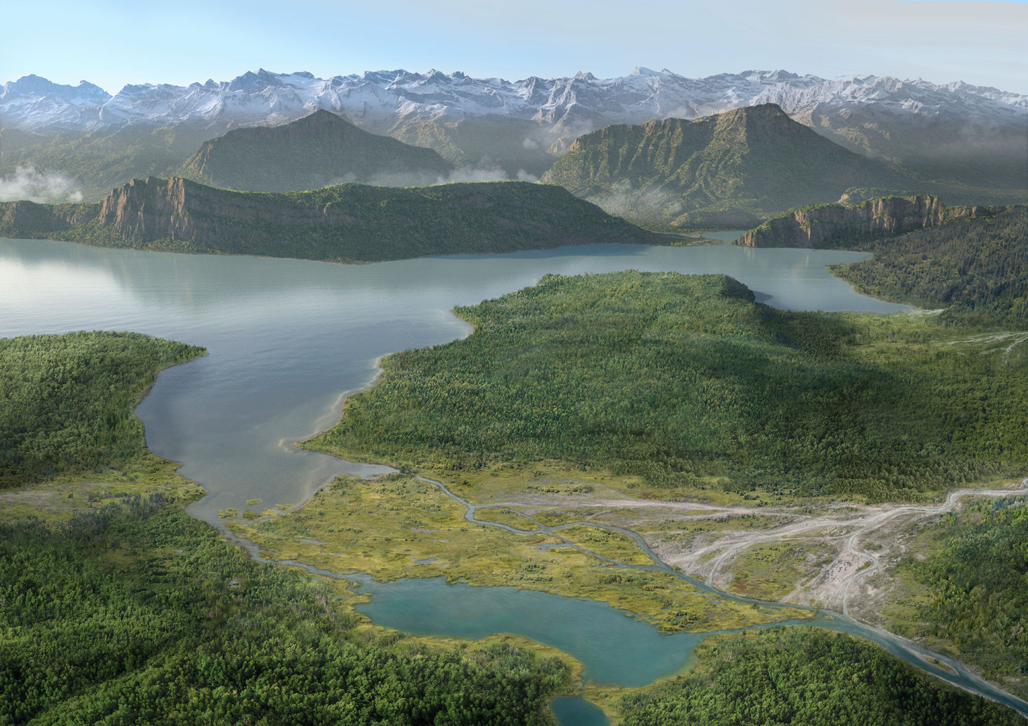 Seebecken Luzern um 3300 v. Chr. unter Verwendung von Daten von ©swisstopo